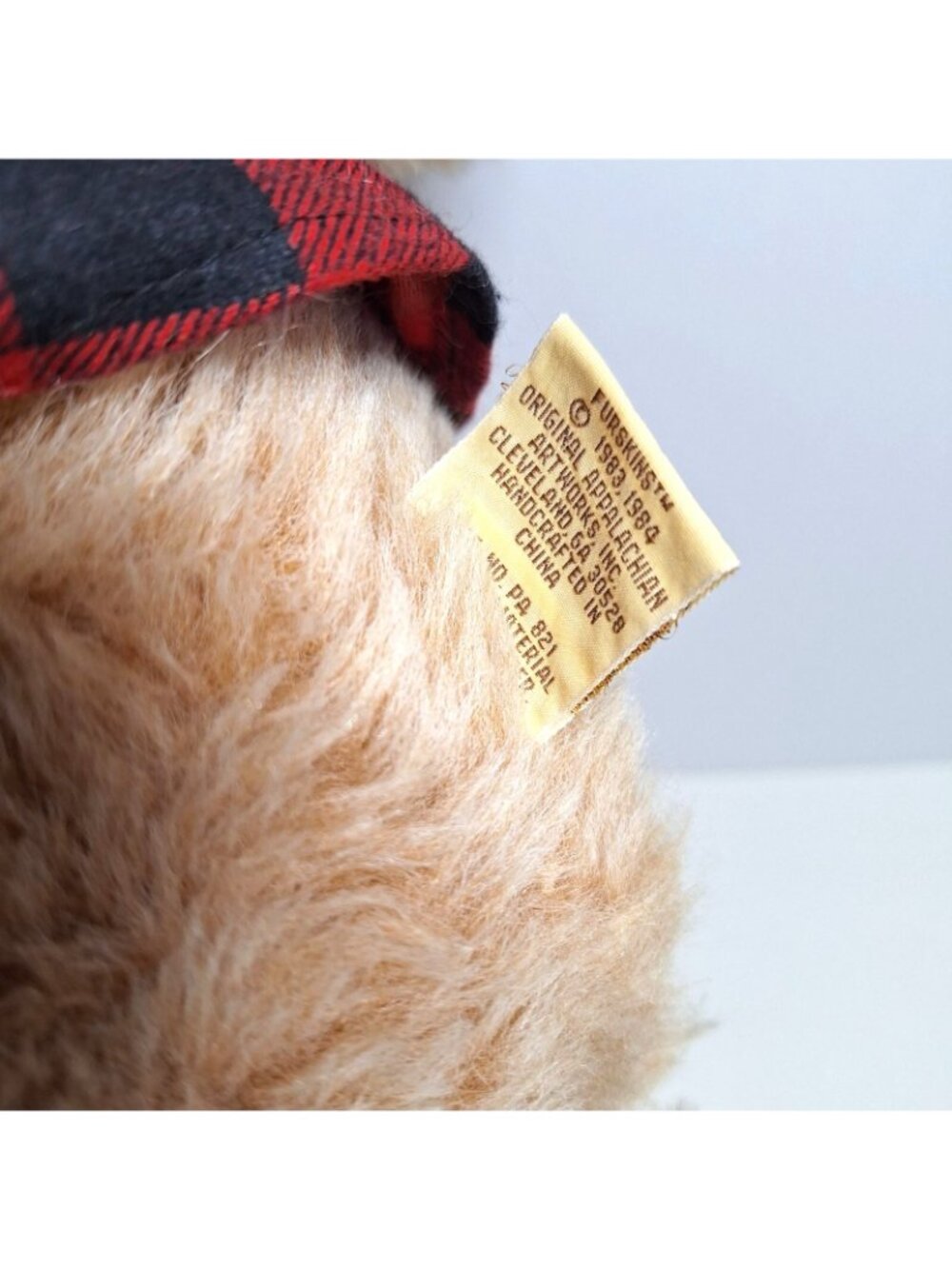 Vintage Furskins Farrell Plush Bear 80s Red Black Plaid Shirt Bowtie Hat Boots - Picture 5 of 8